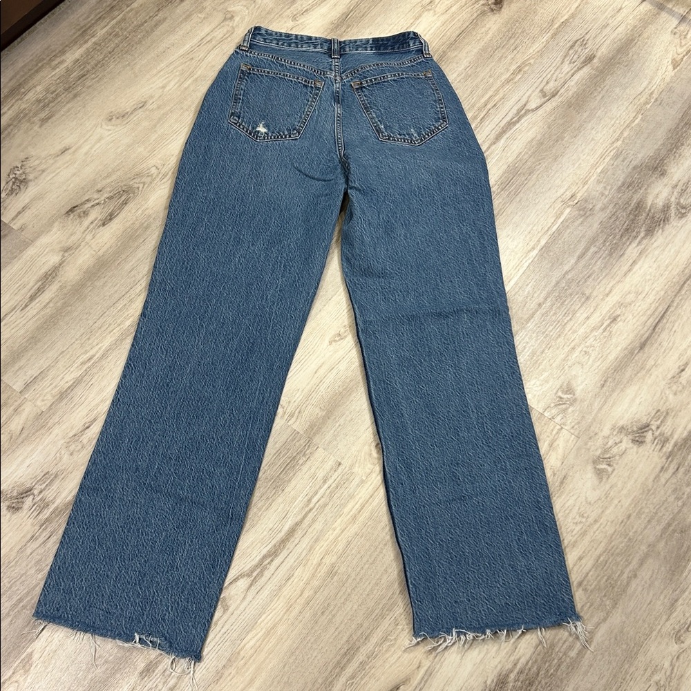 Abercrombie & Fitch Curve Love Denim | The Loose High Rise Raw Hem Jeans | Sz 2L - Picture 2 of 9